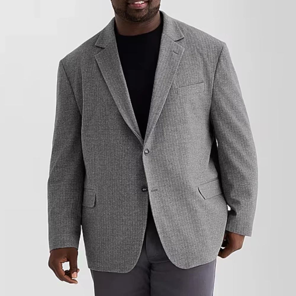 Stafford Stretch charcoal herringbone sport coat size 56R NWT